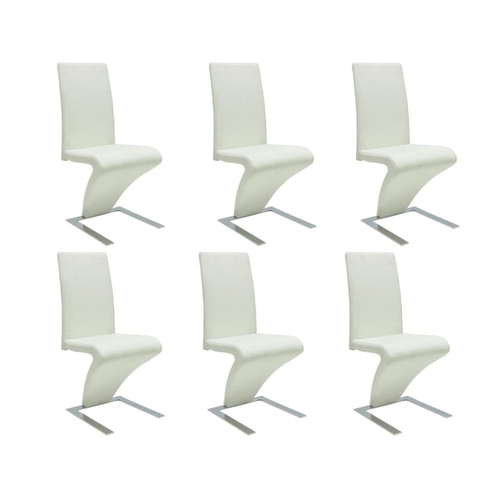 Petromila vidaXL Jedálenské stoličky 6 ks, biele, umelá koža